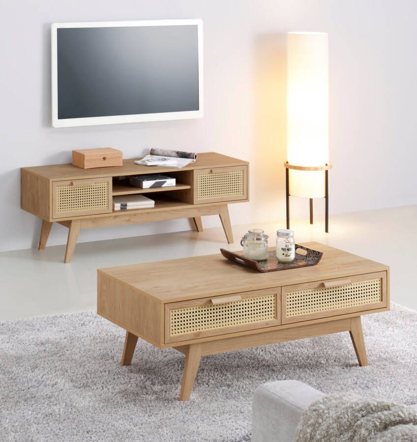 Home affaire Tv-meubel Bridget 2 laden 1 verstelbare plank breedte 128 cm hoogte 47 cm