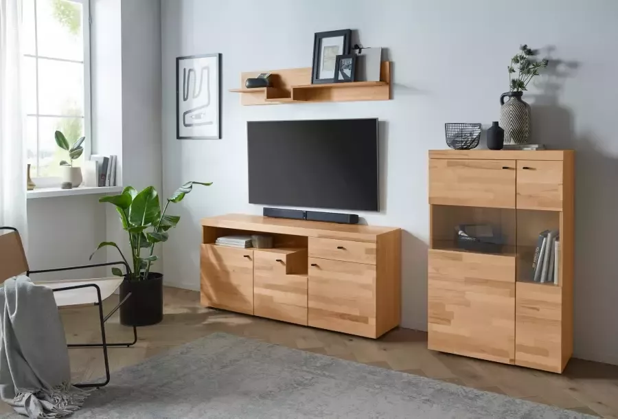 Home affaire Tv-meubel Divupe Breedte 138 cm fronten van massief hout FSC -gecertificeerd - Foto 2