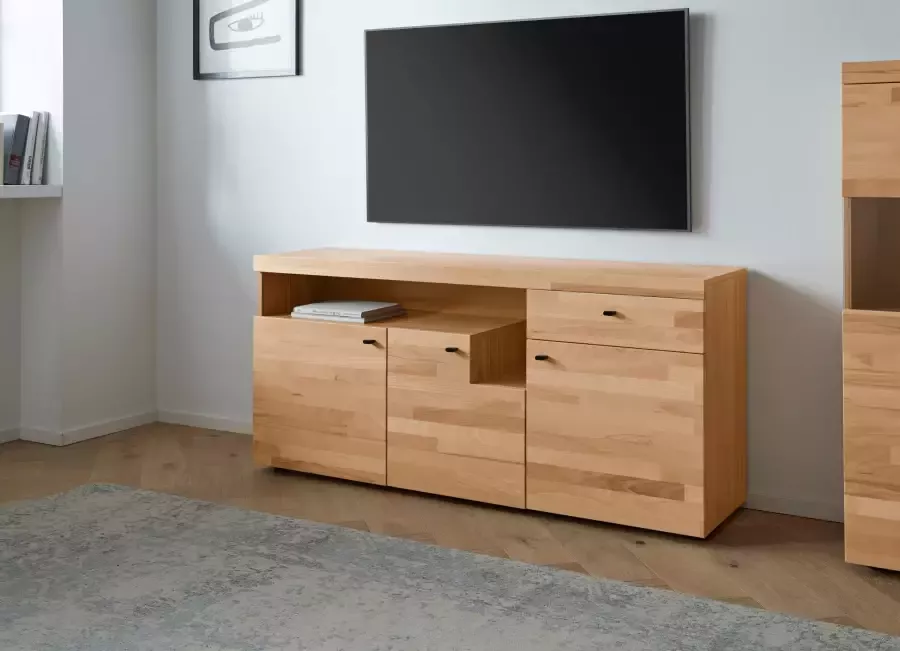 Home affaire Tv-meubel Divupe Breedte 138 cm fronten van massief hout FSC -gecertificeerd - Foto 1