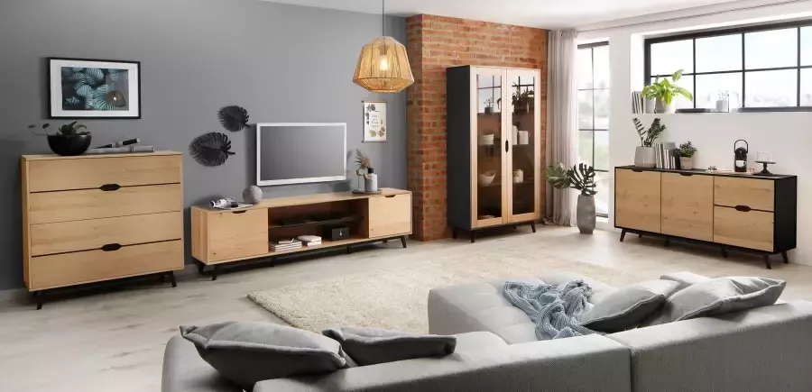Home affaire Tv-meubel FLOW met twee vakken twee deuren en een mooie hout-look - Foto 2
