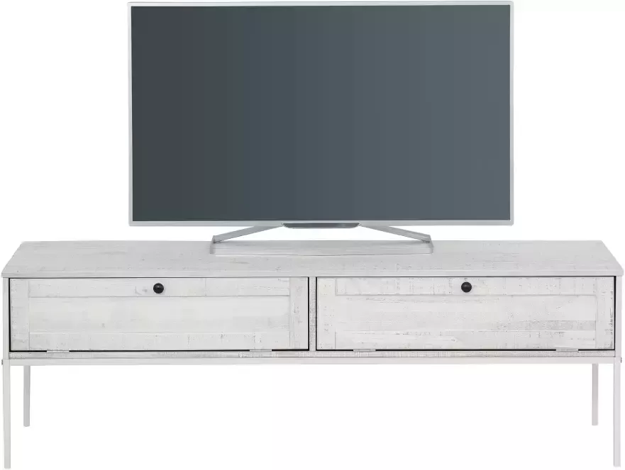 Home affaire Tv-meubel Freya met 2 kleppen metalen handgrepen van massief hout breedte 140 cm - Foto 3