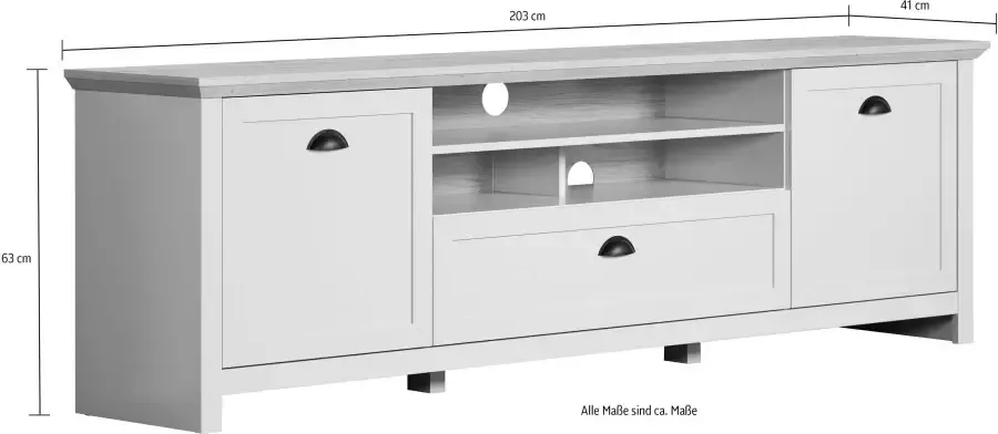 Home affaire Tv-meubel Herzwill Breedte 203 cm hoogte 63 cm deuren en romp in mat grijs - Foto 10