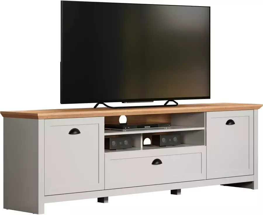 Home affaire Tv-meubel Herzwill Breedte 203 cm hoogte 63 cm deuren en romp in mat grijs
