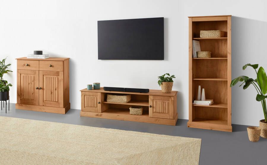 Home affaire Tv-meubel Liotta met kabeldoorgang en 1 losse plank massief grenen - Foto 3
