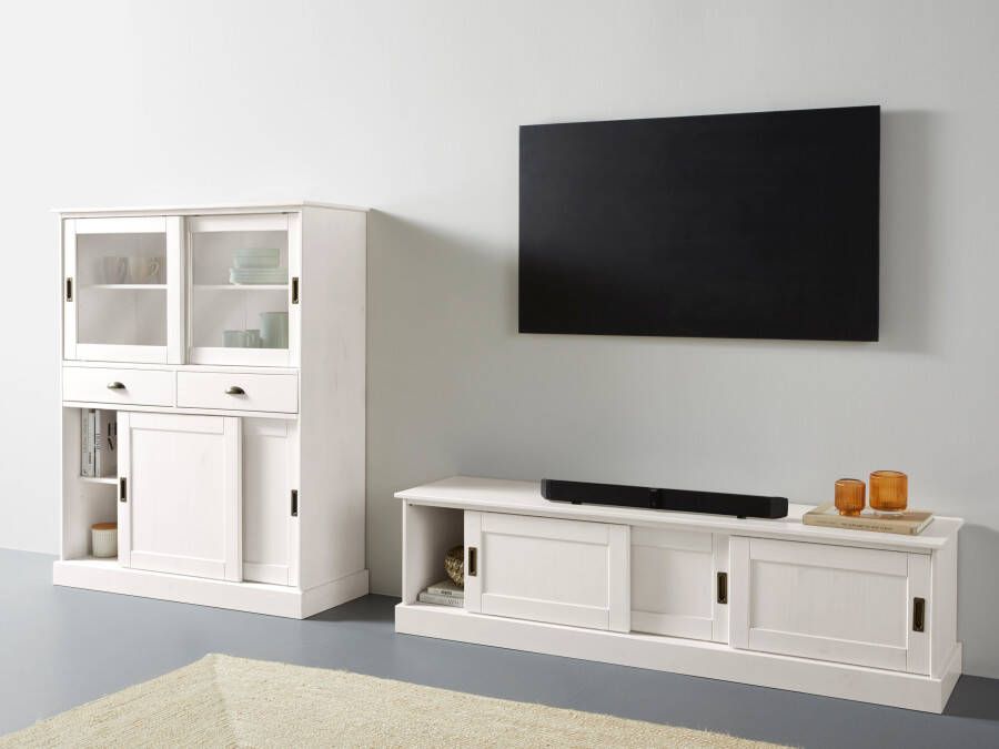 Home affaire Tv-meubel Schröder met 3 schuifdeuren gemaakt van massief grenen - Foto 2