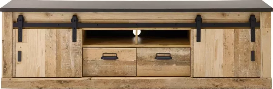 Home affaire Tv-meubel Sherwood modern houtdecor met schuurdeurbeslag van metaal breedte 201 cm - Foto 5