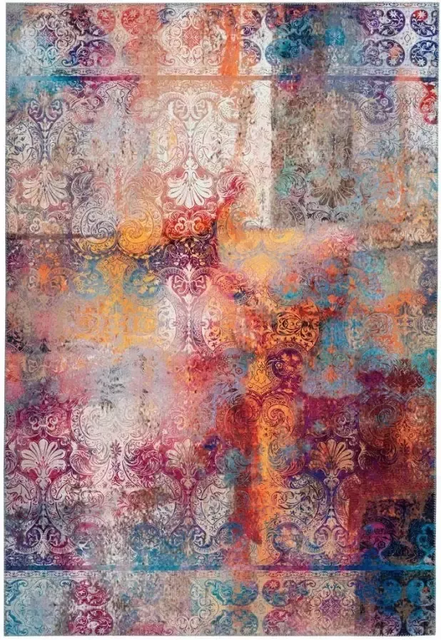My home Vloerkleed Mateo abstract design in vintage-look gebloemde ornamenten plat korte pool