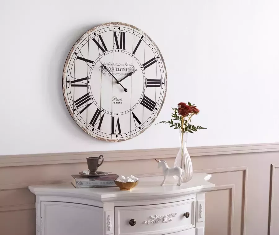 Home affaire Wandklok "Cafe de la tour" romeinse cijfers rond ø 60 cm vintage-look (1-delig) - Foto 3