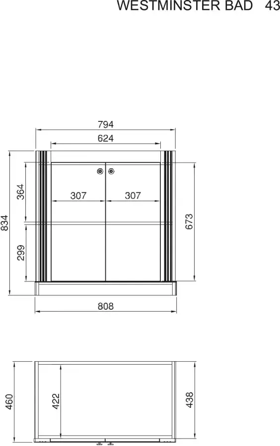 Home affaire Wastafelonderkast WESTMINSTER wastafelonderkast incl. wastafel metalen handgrepen (1 stuk) - Foto 8