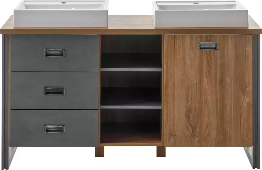 Home affaire Wastafelonderkast Detroit onderkast met apothekershandgreep badkamerkast industriële stijl - Foto 11