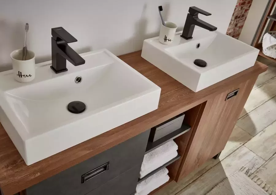 Home affaire Wastafelonderkast Detroit onderkast met apothekershandgreep badkamerkast industriële stijl - Foto 8