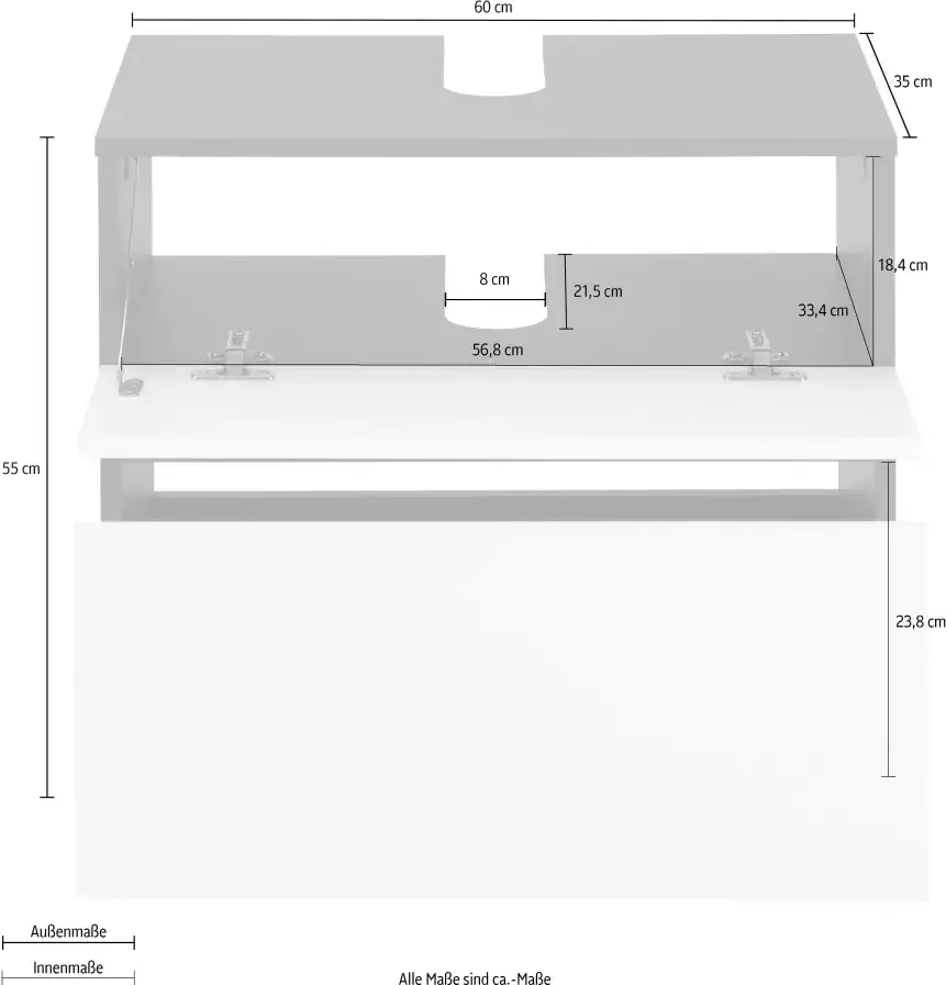 Home affaire Wastafelonderkast Wisla Sifon uitsparing push-to-open functie breedte 60 cm hoogte 55 cm - Foto 4