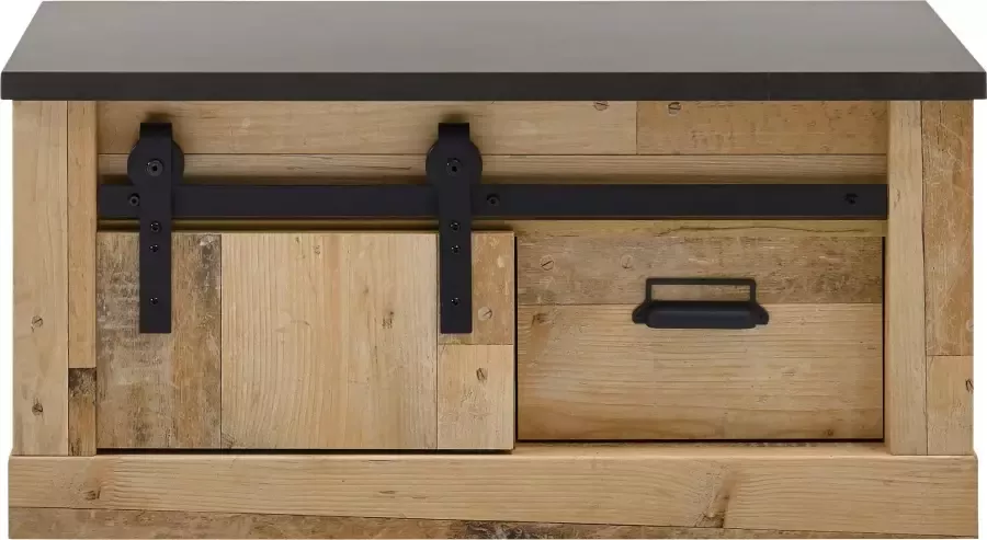 Home affaire Zitbank Sherwood moderne houtdecor met schuurdeurbeslag van metaal breedte 93 cm - Foto 3
