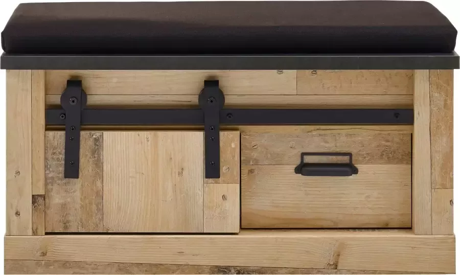 Home affaire Zitbank Sherwood moderne houtdecor met schuurdeurbeslag van metaal breedte 93 cm - Foto 5