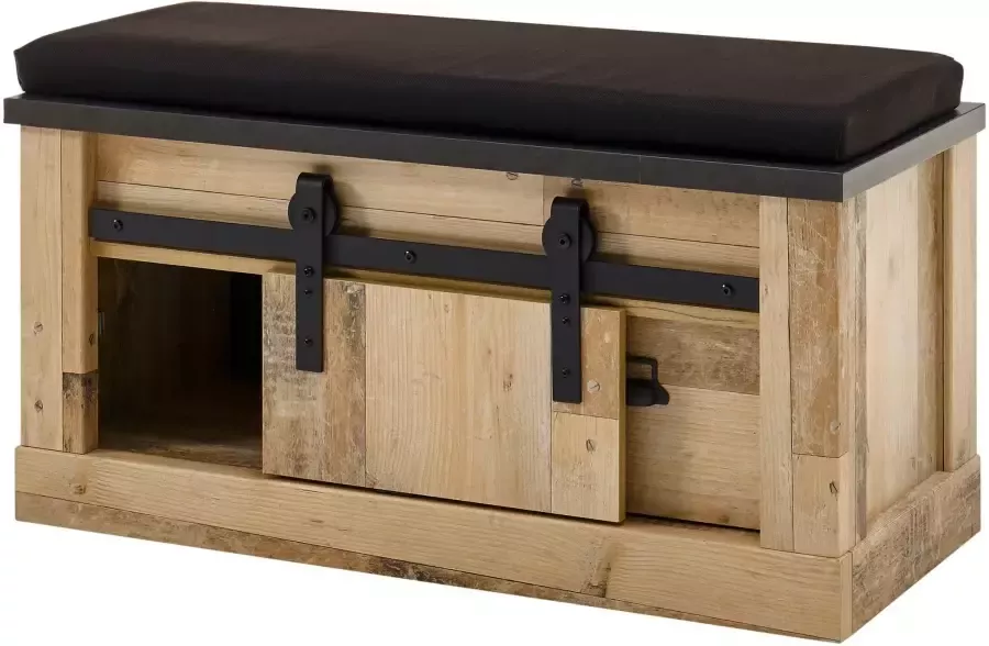 Home affaire Zitbank Sherwood moderne houtdecor met schuurdeurbeslag van metaal breedte 93 cm - Foto 4