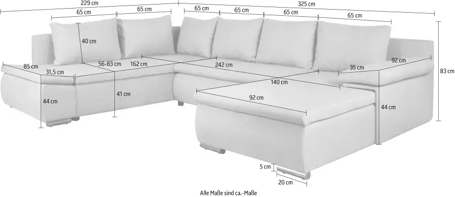 Home affaire Zithoek Acra U-vorm met slaapfunctie en bedkist in gevlochten look - Foto 6