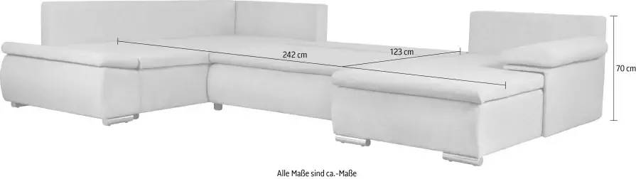 Home affaire Zithoek Acra U-vorm met slaapfunctie en bedkist in gevlochten look - Foto 8