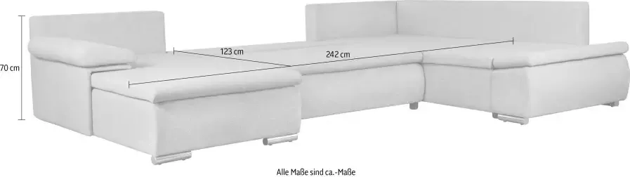 Home affaire Zithoek Acra U-vorm met slaapfunctie en bedkist in gevlochten look - Foto 7