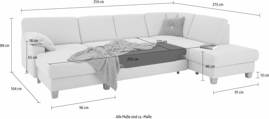 Home affaire Zithoek Belfort U-vorm met binnenvering naar keuze met slaapfunctie en bergruimte - Foto 9