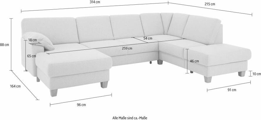 Home affaire Zithoek Belfort U-vorm met binnenvering naar keuze met slaapfunctie en bergruimte - Foto 7
