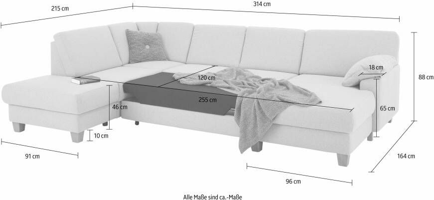 Home affaire Zithoek Belfort U-vorm met binnenvering naar keuze met slaapfunctie en bergruimte - Foto 8