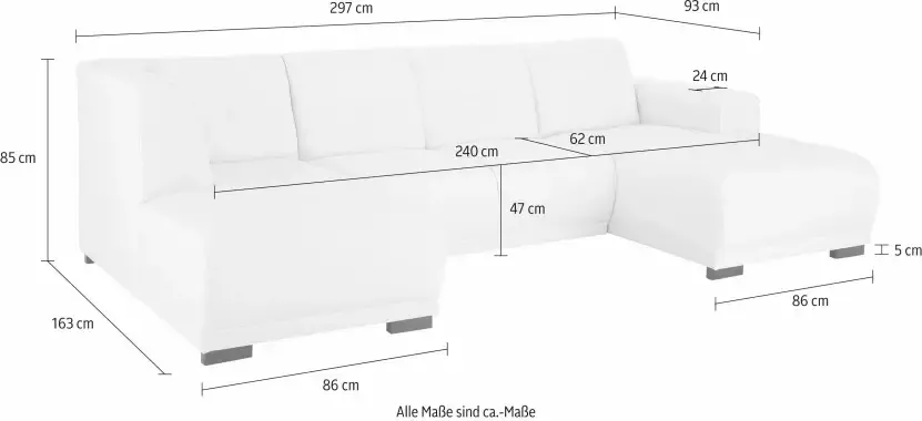 Home affaire Zithoek Langeland U-vorm incl. 2 sierkussens recamiere naar keuze links of rechts te plaatsen - Foto 2