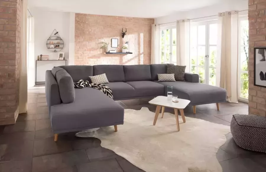 Home affaire Zithoek Lasse U-vorm in scandinavische stijl met houten poten - Foto 2