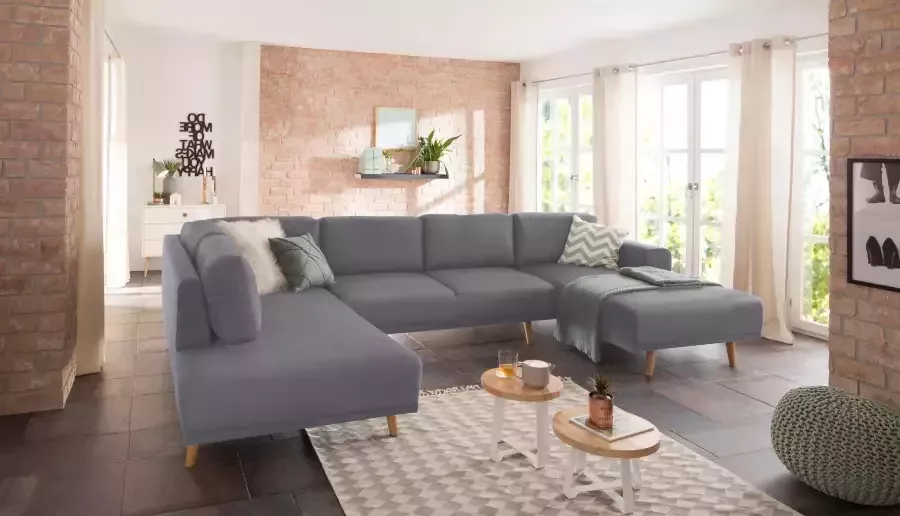 Home affaire Zithoek Lasse U-vorm in scandinavische stijl met houten poten - Foto 2
