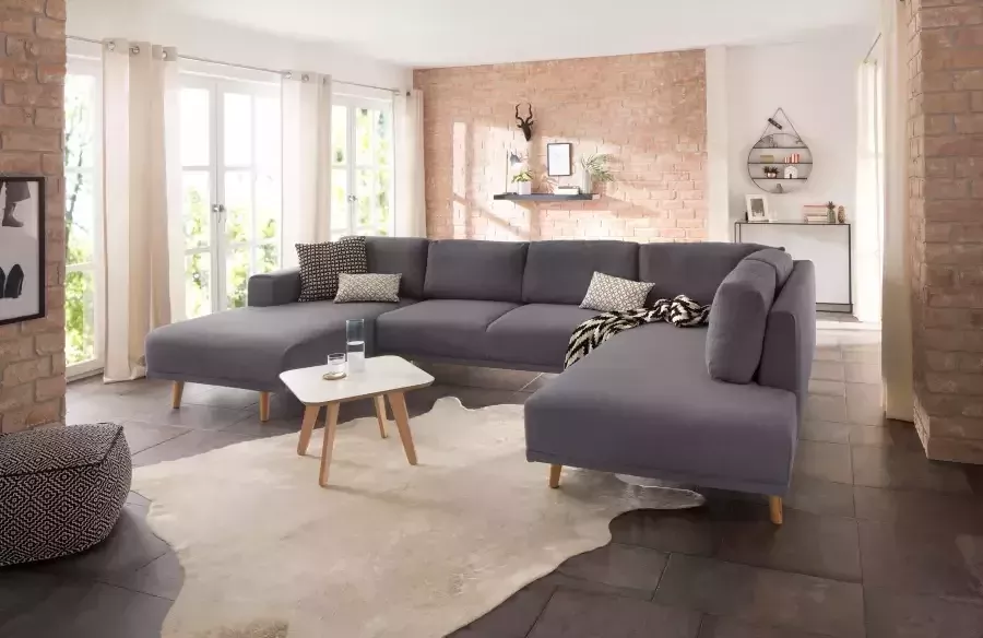 Home affaire Zithoek Lasse U-vorm in scandinavische stijl met houten poten - Foto 2