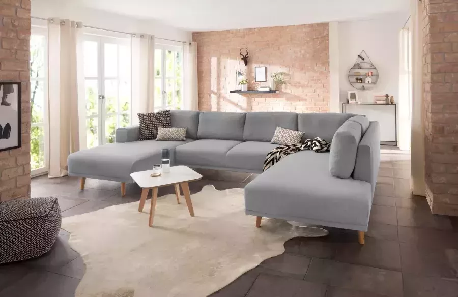 Home affaire Zithoek Lasse U-vorm in scandinavische stijl met houten poten - Foto 2