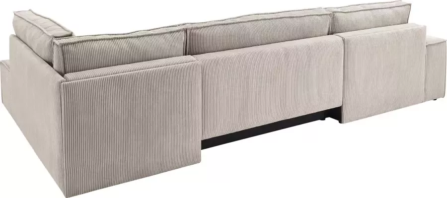 Home affaire Zithoek SHERWOOD XXL 329 cm U-Form Schlafsofa(ligoppervlak 194x139 cm) met bedkist ribfluweel vintage fluweel velour - Foto 12