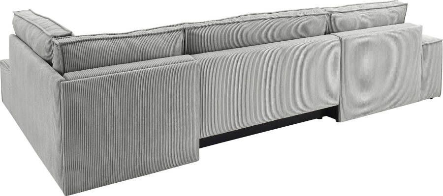 Home affaire Zithoek SHERWOOD XXL 329 cm U-Form Schlafsofa(ligoppervlak 194x139 cm) met bedkist ribfluweel vintage fluweel velour - Foto 11