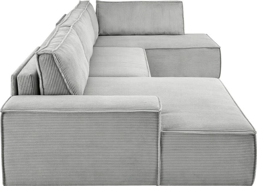 Home affaire Zithoek SHERWOOD XXL 329 cm U-Form Schlafsofa(ligoppervlak 194x139 cm) met bedkist ribfluweel vintage fluweel velour - Foto 2