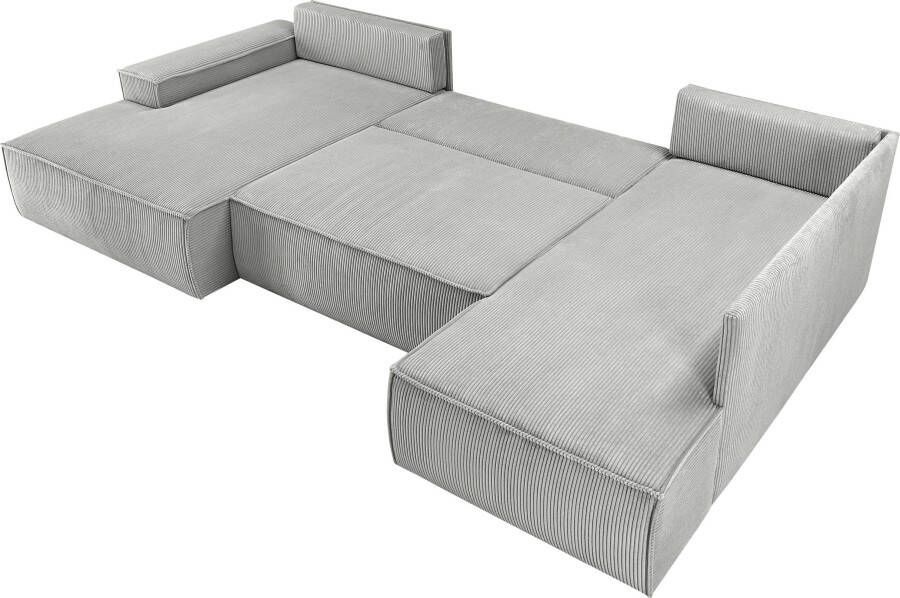 Home affaire Zithoek SHERWOOD XXL 329 cm U-Form Schlafsofa(ligoppervlak 194x139 cm) met bedkist ribfluweel vintage fluweel velour - Foto 4