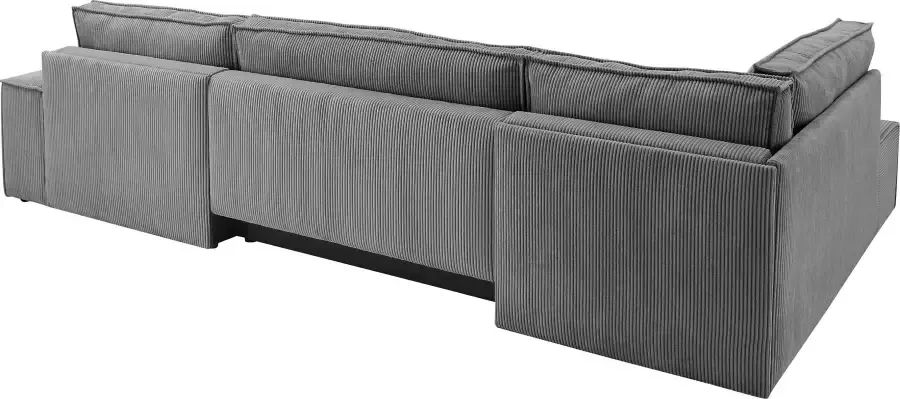 Home affaire Zithoek SHERWOOD XXL 329 cm U-Form Schlafsofa(ligoppervlak 194x139 cm) met bedkist ribfluweel vintage fluweel velour - Foto 10