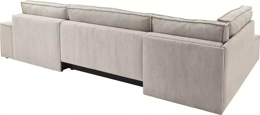 Home affaire Zithoek SHERWOOD XXL 329 cm U-Form Schlafsofa(ligoppervlak 194x139 cm) met bedkist ribfluweel vintage fluweel velour - Foto 12