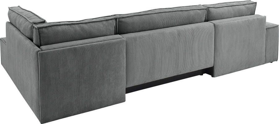 Home affaire Zithoek SHERWOOD XXL 329 cm U-model bedbank Slaapfunctie met bedkist (194x139 cm) cord vintage fluweel - Foto 10