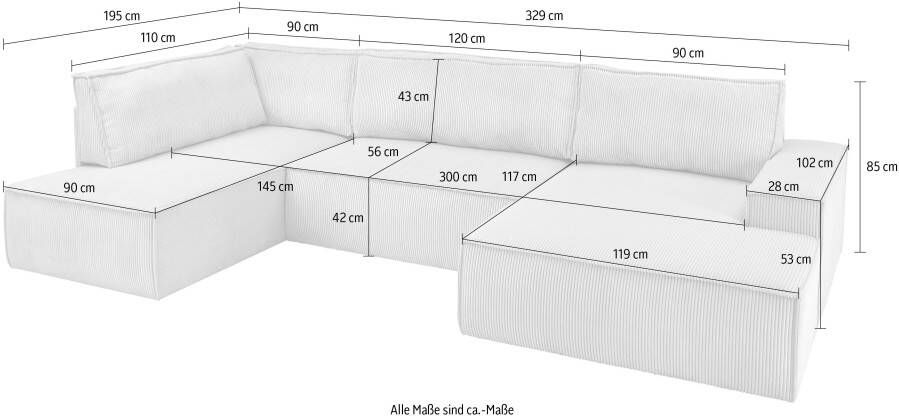 Home affaire Zithoek SHERWOOD XXL 329 cm U-Form Schlafsofa - Foto 10