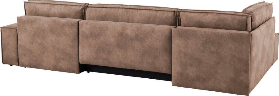 Home affaire Zithoek SHERWOOD XXL 329 cm U-Form Schlafsofa(ligoppervlak 194x139 cm) met bedkist ribfluweel vintage fluweel velour - Foto 12