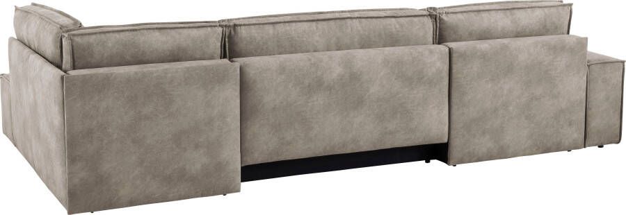 Home affaire Zithoek SHERWOOD XXL 329 cm U-Form Schlafsofa(ligoppervlak 194x139 cm) met bedkist ribfluweel vintage fluweel velour - Foto 10