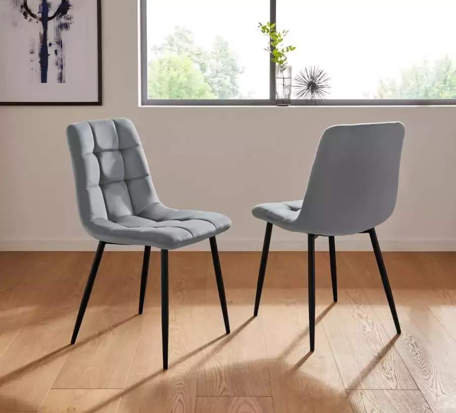 Home affaire Eetkamerstoel Parma Bekleding in fluwelen stof keukenstoel (set 2 stuks)