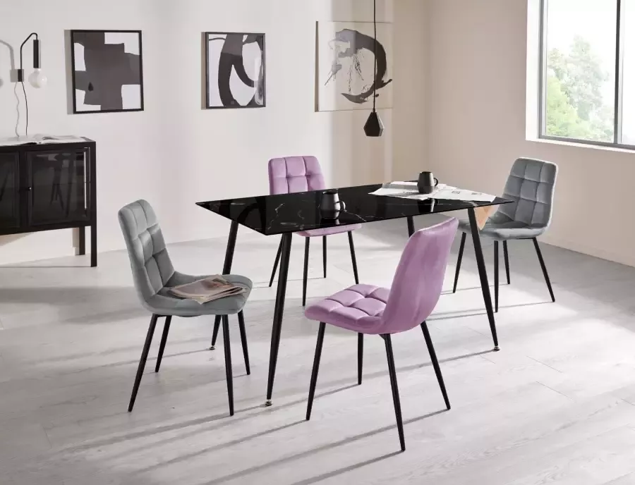 Home affaire Eetkamerstoel Parma Bekleding in fluwelen stof keukenstoel (set 2 stuks) - Foto 5