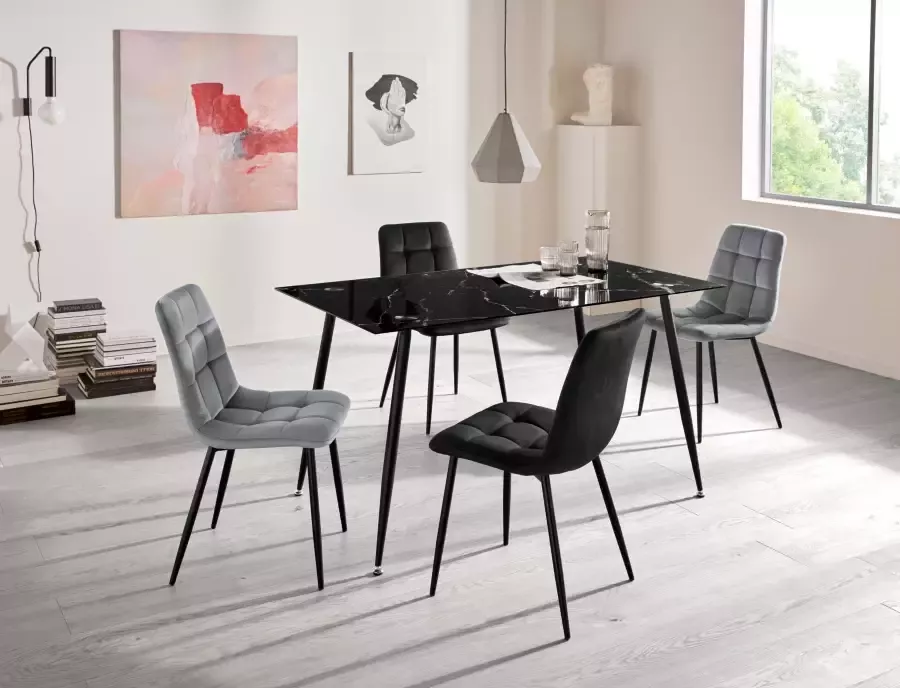 Home affaire Eetkamerstoel Parma Bekleding in fluwelen stof keukenstoel (set 2 stuks) - Foto 6