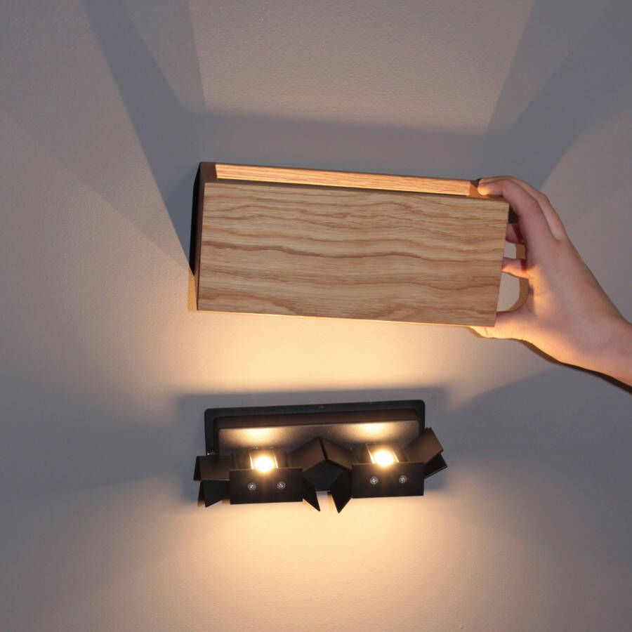 Honsel Leuchten Wandlamp Shine-Wood (1 stuk) - Foto 3