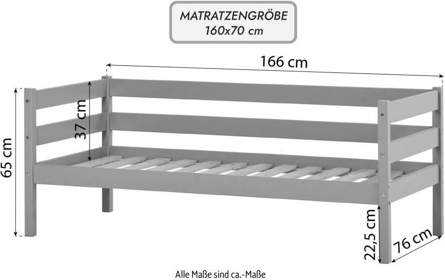 Hoppekids 1-persoonsledikant ECO Comfort met rolbodem in 8 kleuren naar keuze met matras en valbeveiliging (set) - Foto 5