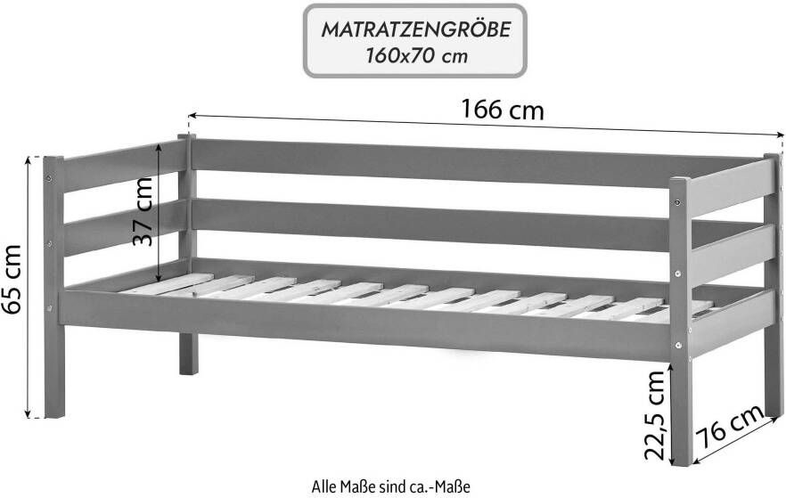 Hoppekids 1-persoonsledikant ECO Comfort met rolbodem in 8 kleuren naar keuze met matras en valbeveiliging (set) - Foto 5