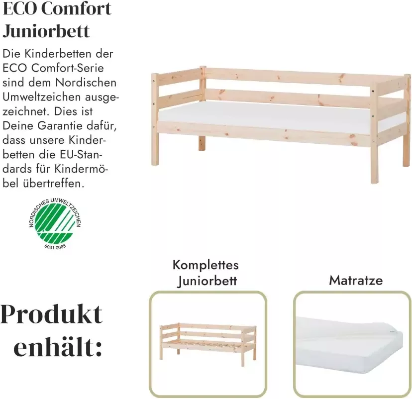 Hoppekids 1-persoonsledikant ECO Comfort met rolbodem in 8 kleuren naar keuze met matras en valbeveiliging (set) - Foto 4