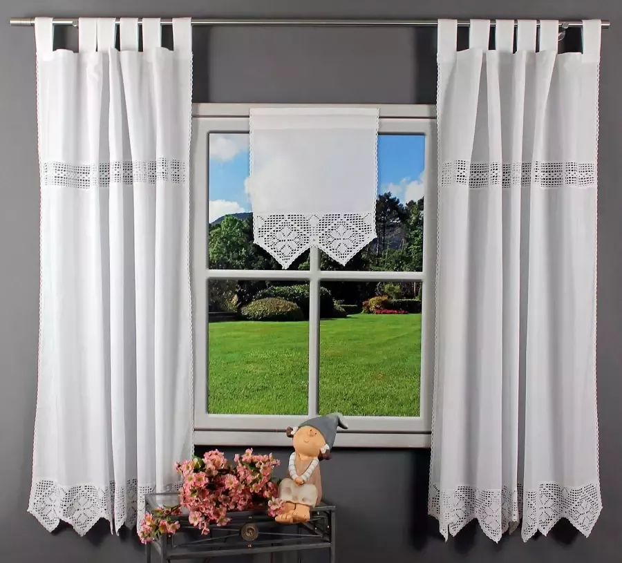 Hossner Gordijn Bärental machinaal vervaardigde gehaakte kant (1 stuk)