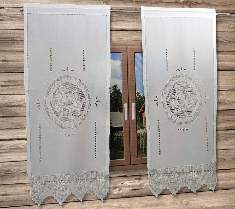 Hossner Gordijn Wildspitze m. echte handgemaakte gehaakte kant (1 stuk)