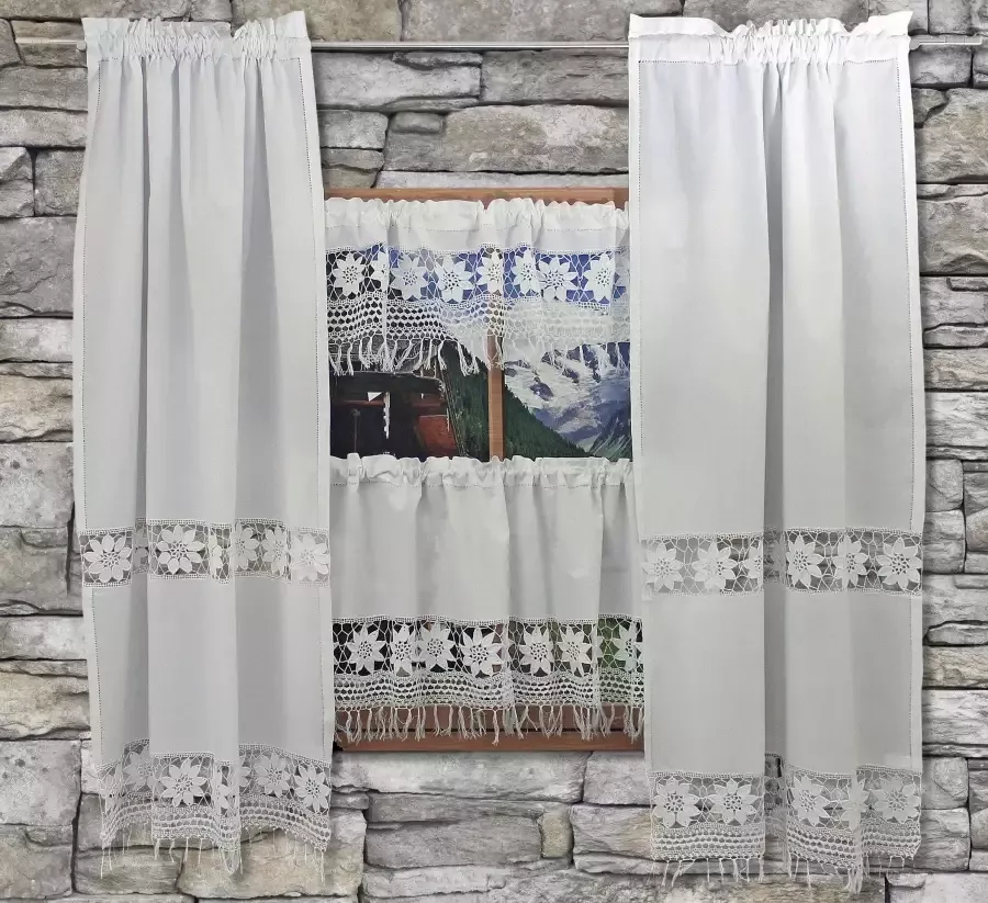 Hossner Gordijn Zugspitze Gehaakte kant echt handwerk (1 stuk)